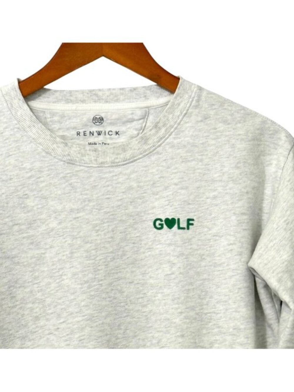 Renwick Women's Golf Love Sweatshirt Heathered Gray w/Green Velvet Logo Size S - Picture 3 of 9